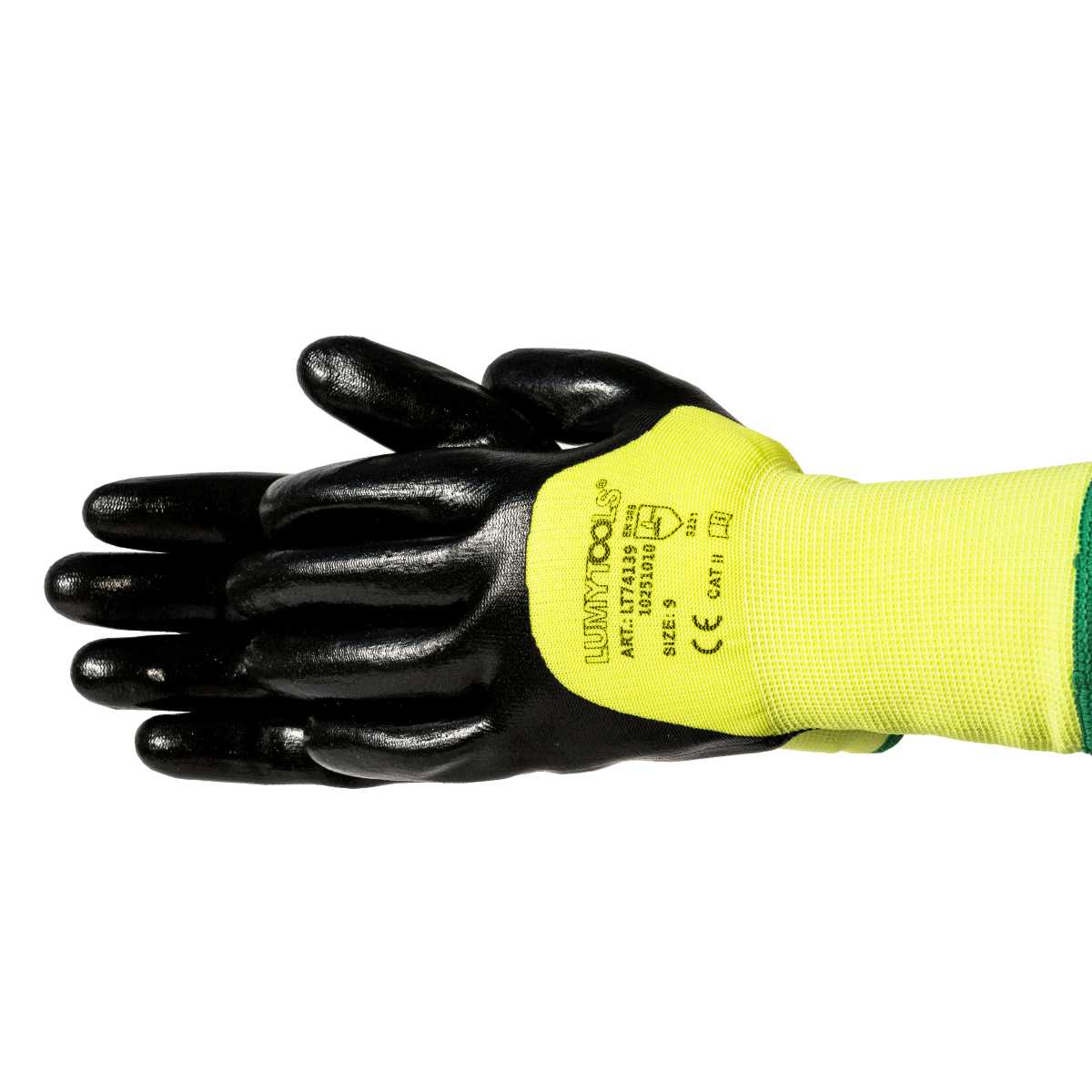 Mănuşi protecţie, spumă - nitril, 9" 1 Mănuşă protecţie, spumă - nitril negru, CE , 9" - LT74139