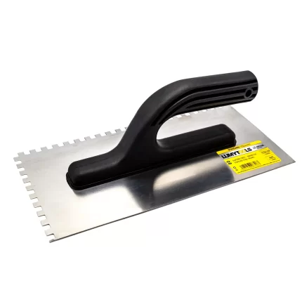 Gletieră crestată nichelată, mâner PVC, 270x130 mm, 6x6x6 mm, LT06706