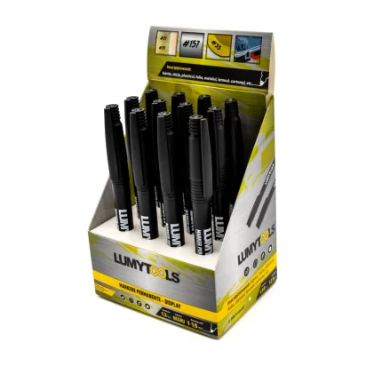 Markere permanente - display, negru, 12 buc