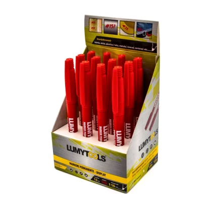 Markere permanente – display, roșu, 12 buc