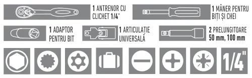 Trusă tubulare 12 pini și biți 2 Trusă tubulare 12 pini și biți