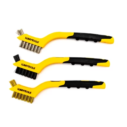 Set 3 miniperii, mâner PVC-cauciuc, alamă, nylon, oțel